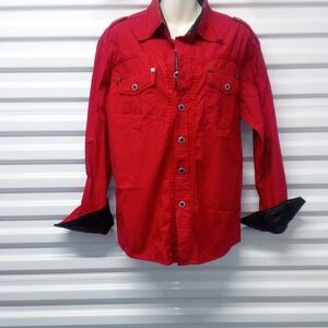 Men's K-1 Red Long Sleeve Button-Up Shirt